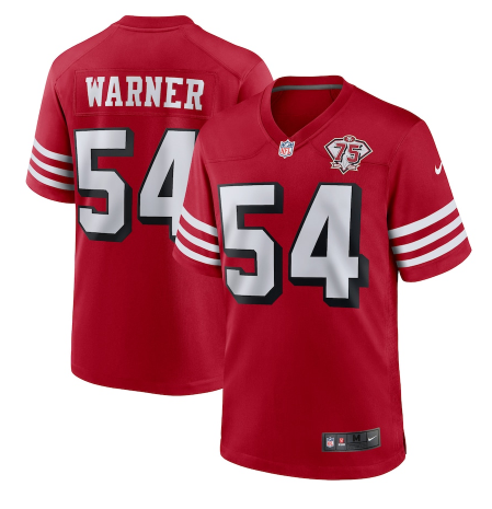 Youth San Francisco 49ers #54 Fred Warner Scarlet 75th Anniversary Stitched NFL Game Jersey